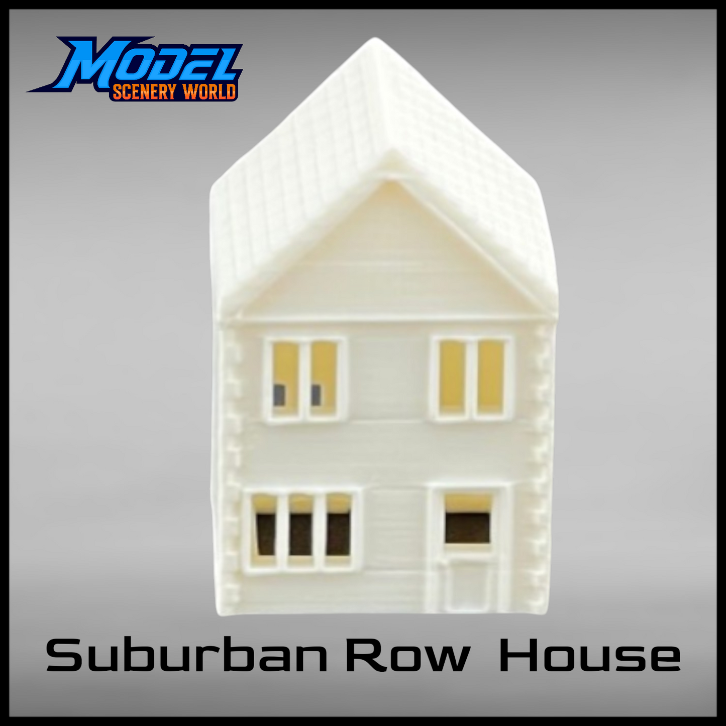 Suburban Row House #4 - Two Story - N Scale 1:160 - White