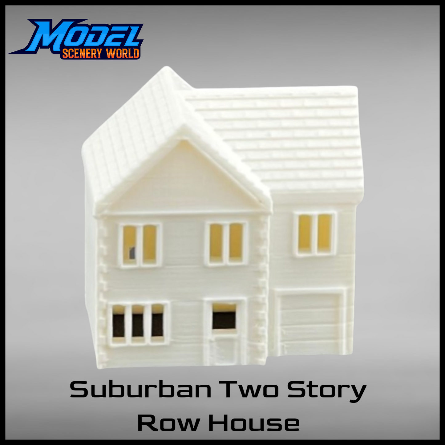 Suburban Row House #2 - Two Story with Garage - Z Scale 1:220- White