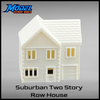 Suburban Row House #2 - Two Story with Garage - HO Scale 1:87 - White