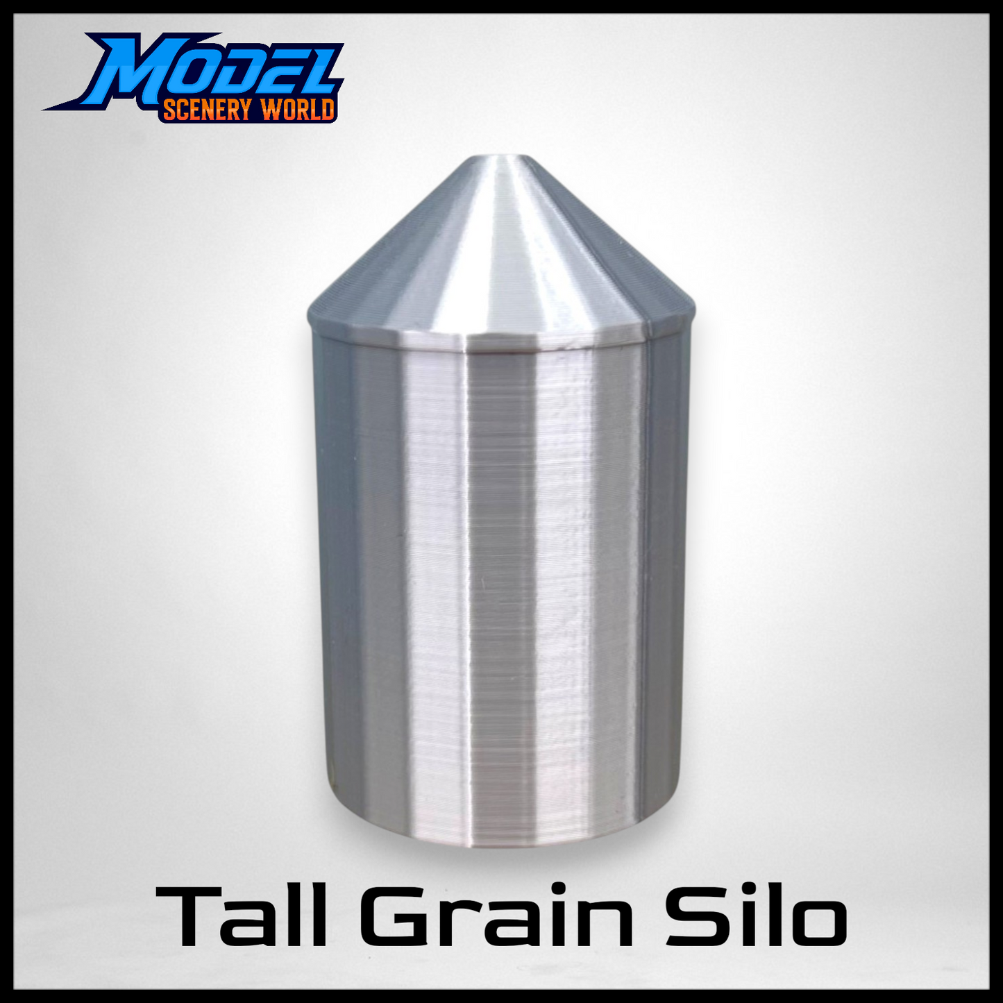 Tall Grain Silo - S Scale 1:64 - Metallic Silver