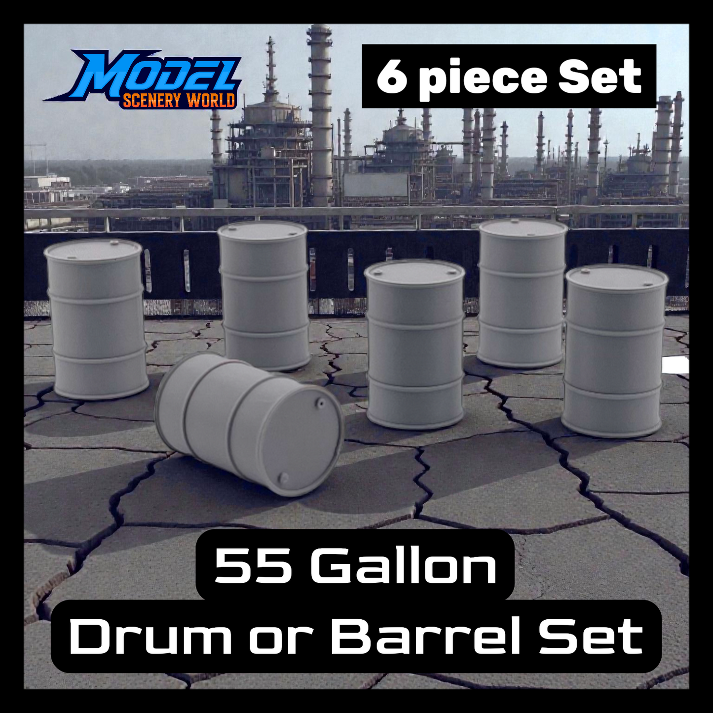 1 Gauge 1:32 55 Gallon Industrial Drum Barrel 6pc Set