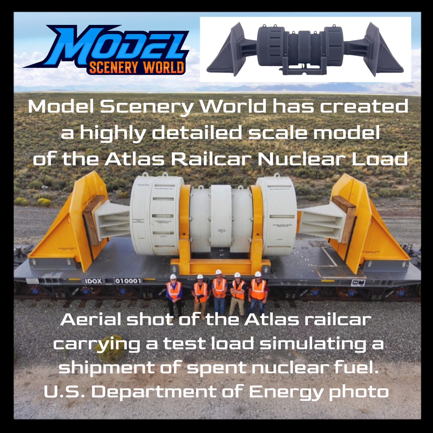 HO Scale 1:87 Atlas Spent Nuclear Fuel Cask Railcar Load