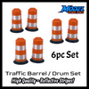 Reflective Traffic Barrel / Drum Set 6pc - G Scale - Orange/White