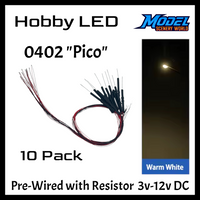 10 Pack Pico 0402 Pre-Wired LEDs ~ 3-12 Volt DC ~ Choose Color