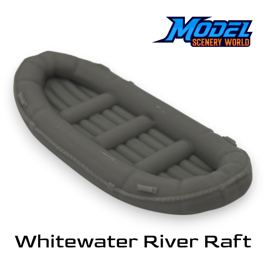 17' White Water River Raft - HO Scale - Gray | Model Scenery World