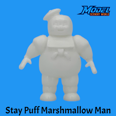 Model of the Stay Puft Marshmallow Man, similar to the one featured in Ghostbusters.