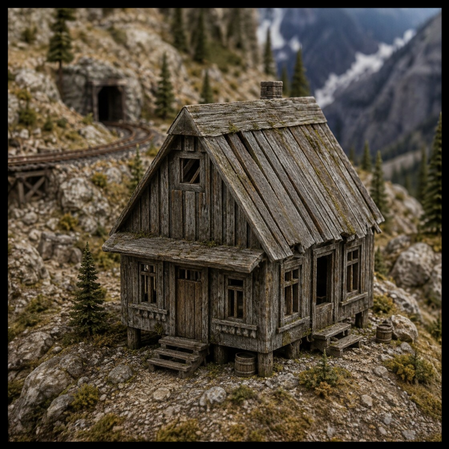 Z Scale 1:220 Mountain Shack Resin Building