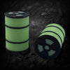 GLOW In Dark Nuclear Waste Drum (6pc) - 1G Scale - Green Black Stripe