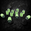 GLOW In Dark Nuclear Waste Drum (12pc) - S Scale 1:64 - Green Black Stripe