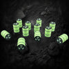 GLOW in Dark Nuclear Waste Drum (12pc) - O Scale - Green Black Stripe