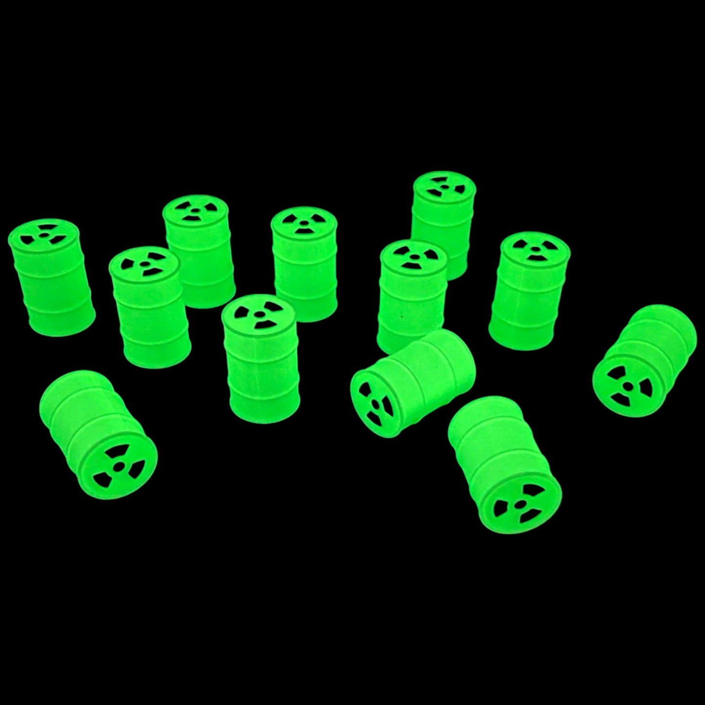 N Scale 1:160 GLOW In Dark Nuclear Waste Drum (12pc)