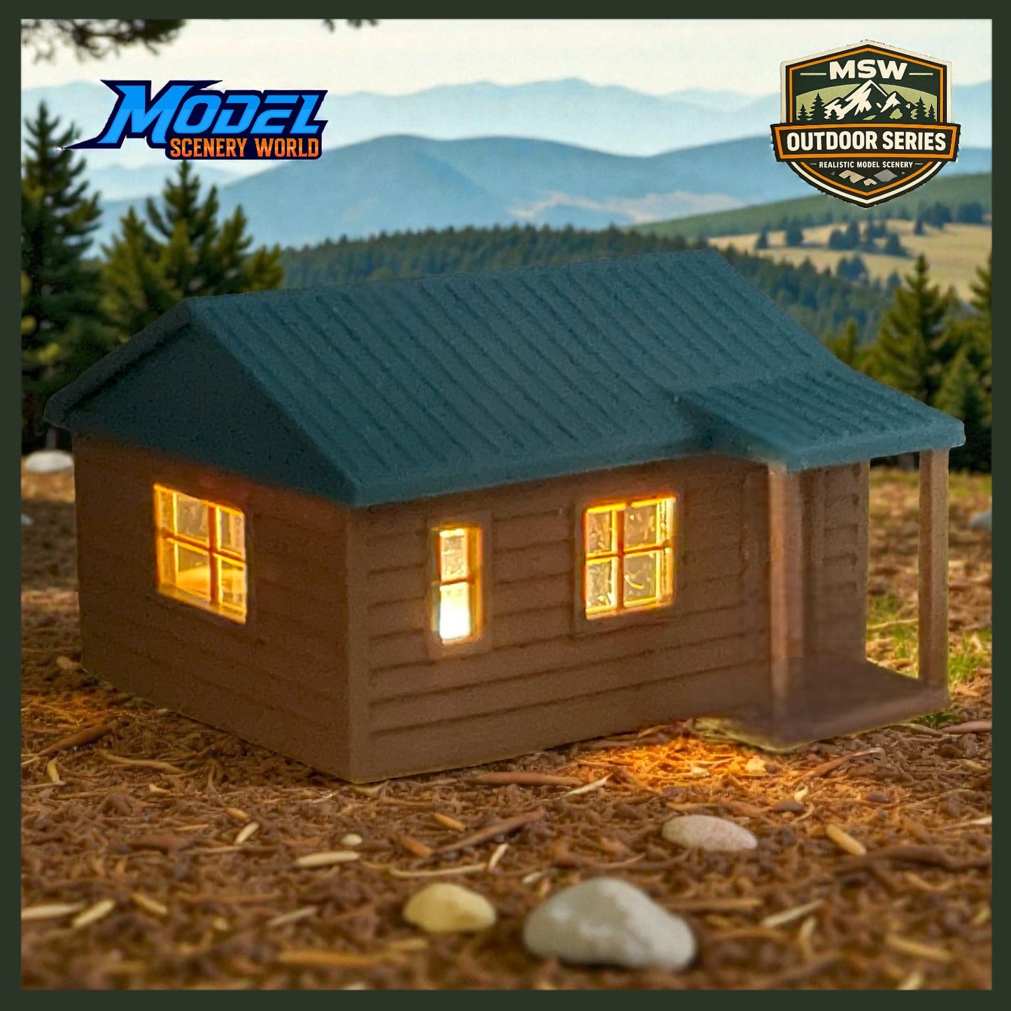 "The Outdoor Series" - Cabin #1 - Camping - Modeled in Color  TT Scale 1:120