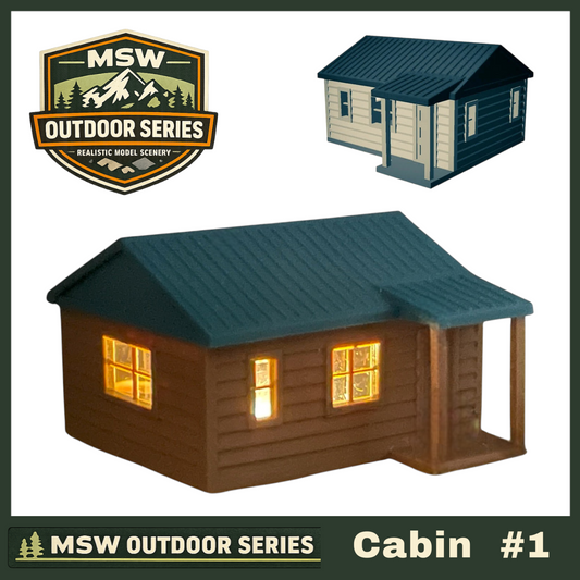 "The Outdoor Series" - Cabin #1 - Camping - Modeled in Color - Z Scale 1:220