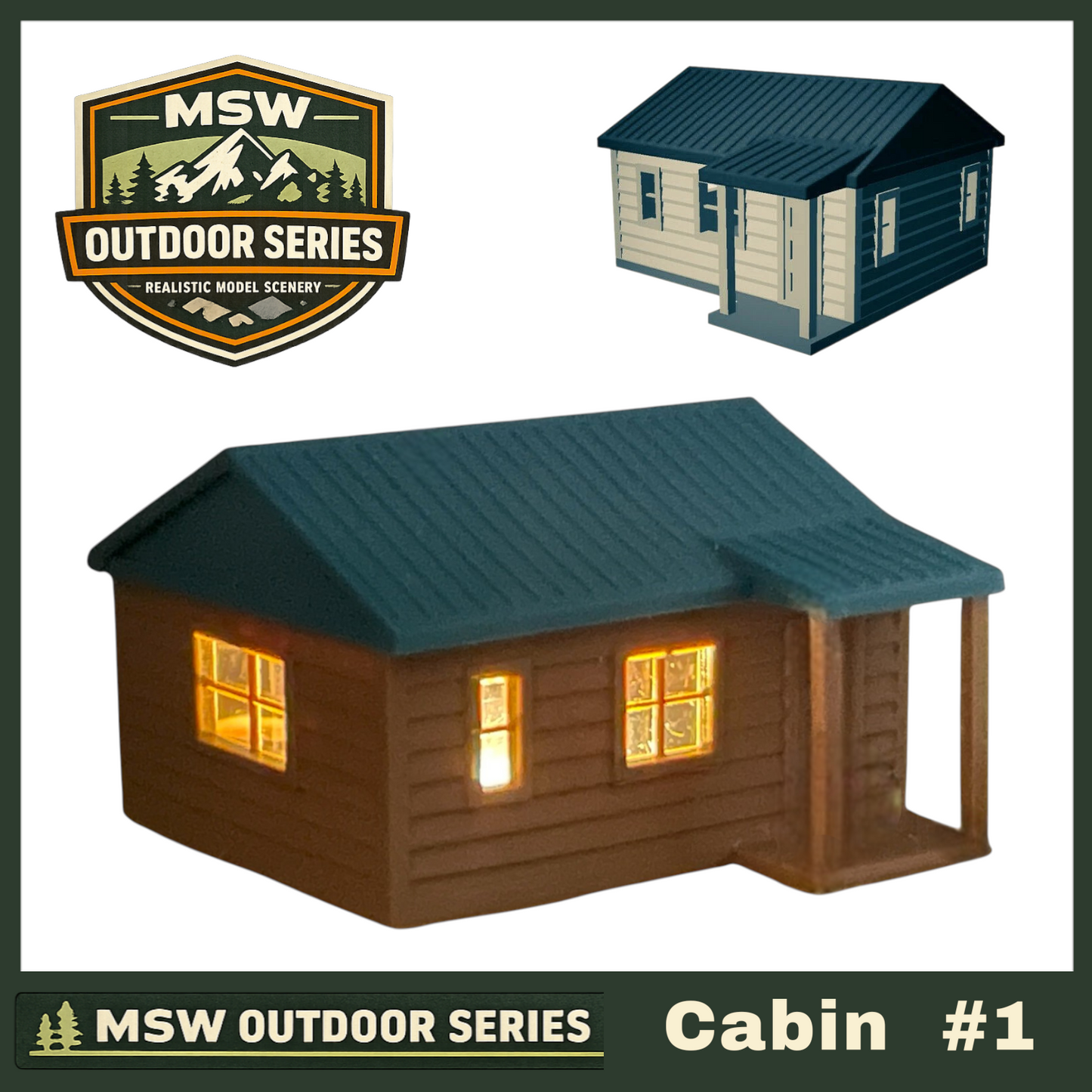 "The Outdoor Series" - Cabin #1 - Camping - Modeled in Color  O Scale 1:48