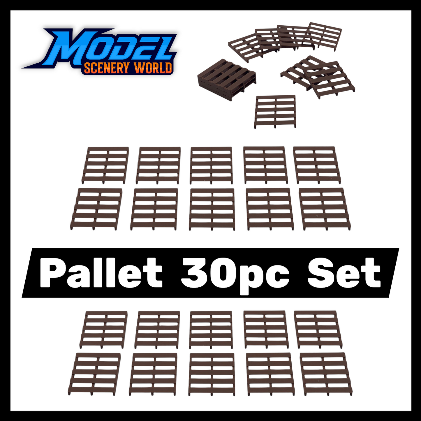 Pallets (30pk) - HO Scale 1:87 - Brown