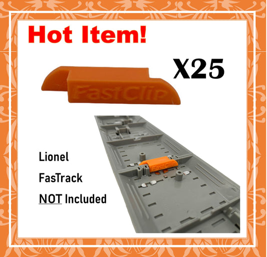 25 Pc Train Track Clips for Lionel O Gauge FasTrack "Fast Clips" Fast Track