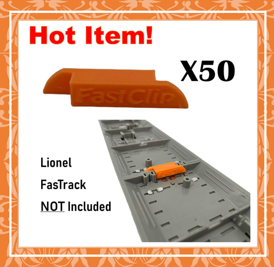 50 Pc Train Track Clips for Lionel O Gauge FasTrack "Fast Clips" Fast Track