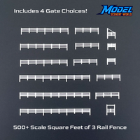 Scale Model of 3 Rail Fence 500' + 4 Gates by Model Scenery World