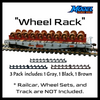 Scale Model of 3 Wheel Rack in Gray, Brown, and Black by Model Scenery World