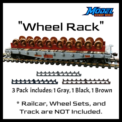 Scale Model of 3 Wheel Rack in Gray, Brown, and Black by Model Scenery World