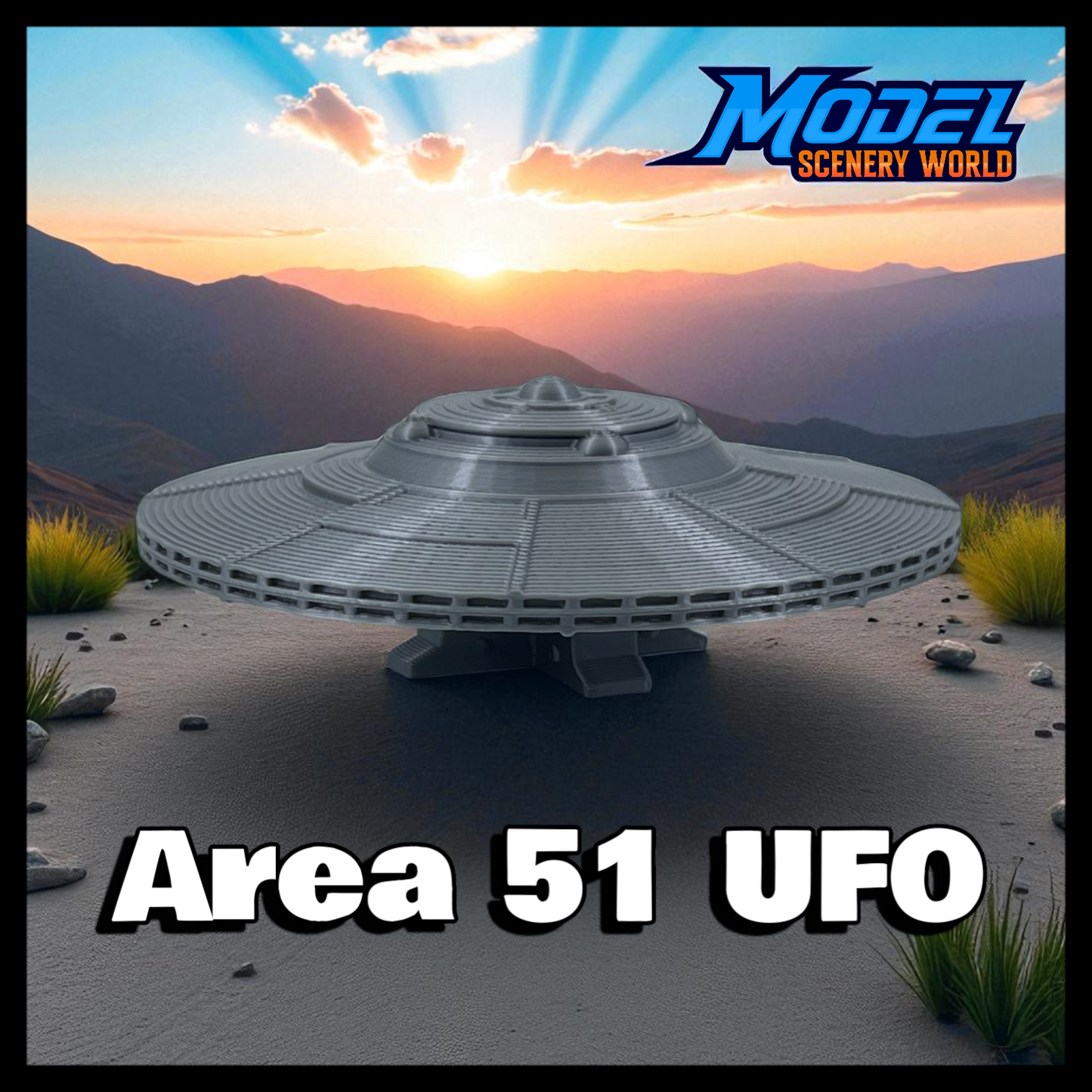 Scale Model of Area 51 UFO in Metallic Silver color by Model Scenery World