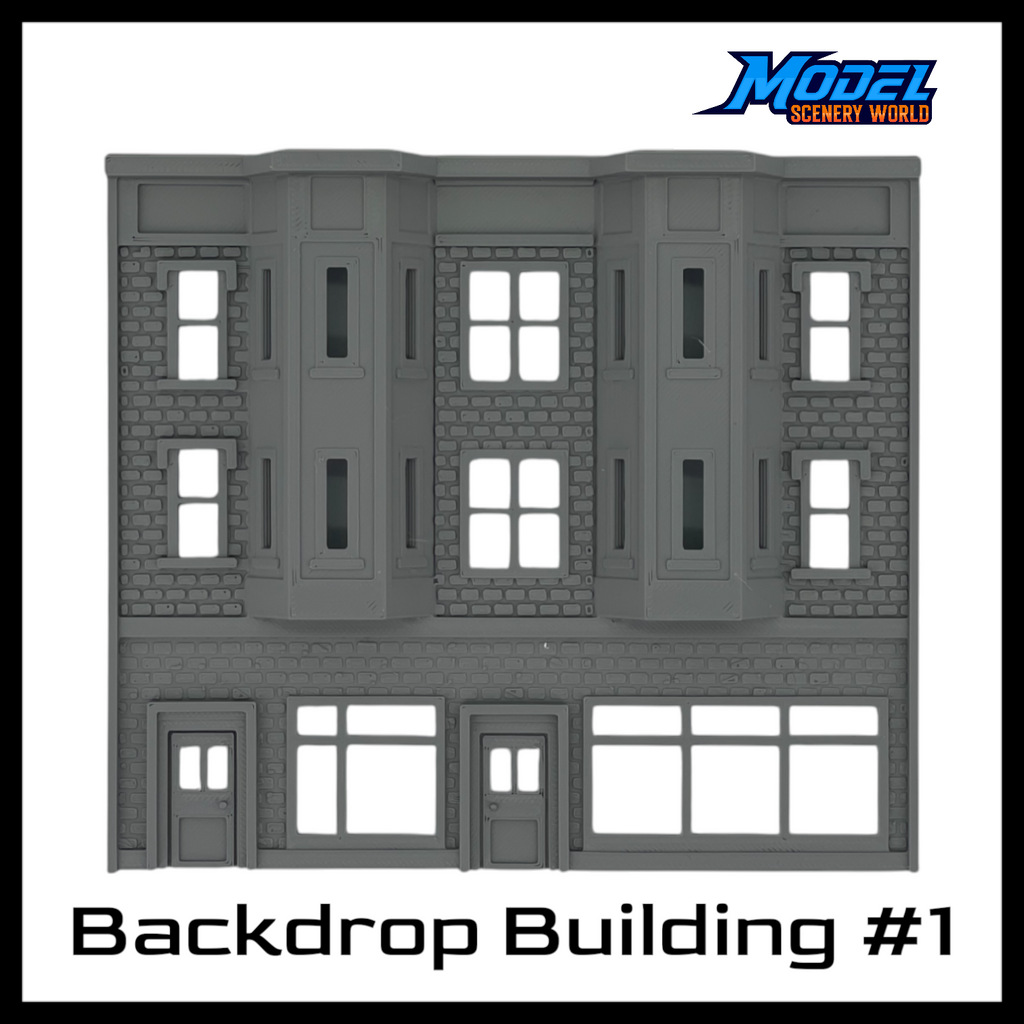 Backdrop Building BG #1 - HO Scale 1:87 - Gray | Model Scenery World