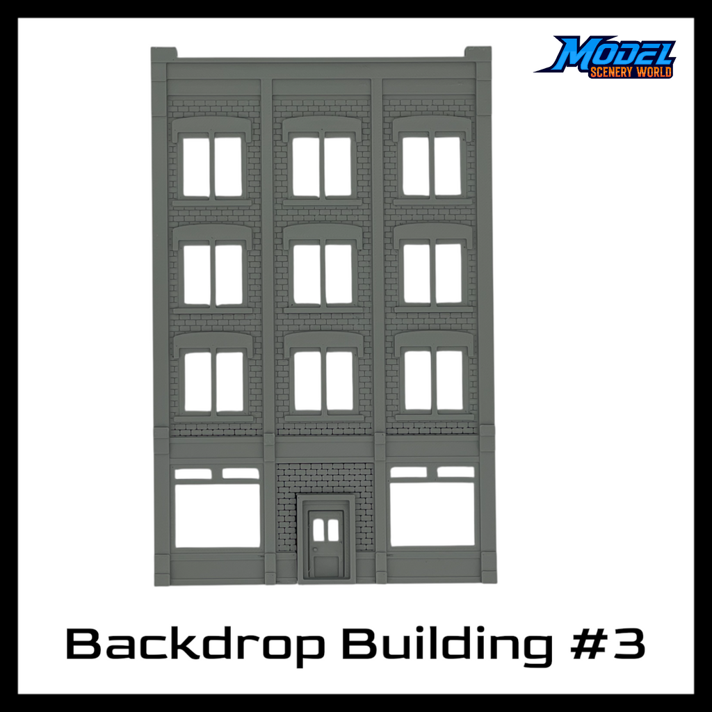 Backdrop Building BG #3 - HO Scale 1:87 - Gray | Model Scenery World