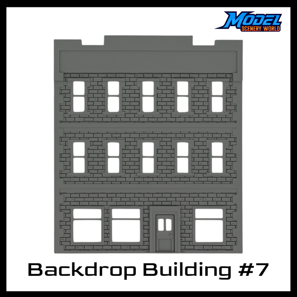 Backdrop Building BG #7 - HO Scale 1:87 - Gray | Model Scenery World
