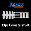 Scale Model of Cemetery Set (13pcs) in White by Model Scenery World