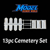 Scale Model of Cemetery Set (13pcs) in White by Model Scenery World