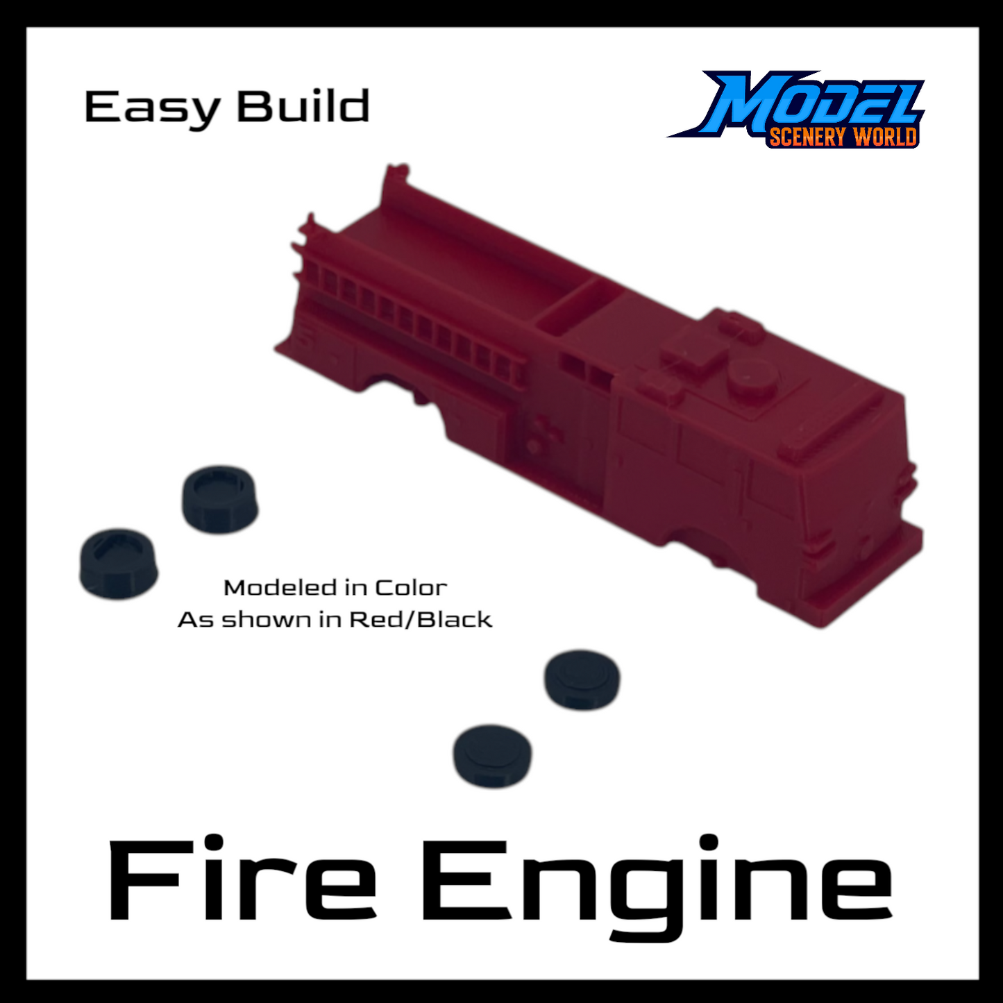 Scale Model of Fire Engine Kit - Basic Easy Build by Model Scenery World 