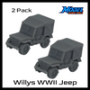 Scale Model of WWII Willy's Army Jeep with Top Up by Model Scenery World