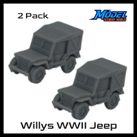 Scale Model of WWII Willy's Army Jeep with Top Up by Model Scenery World
