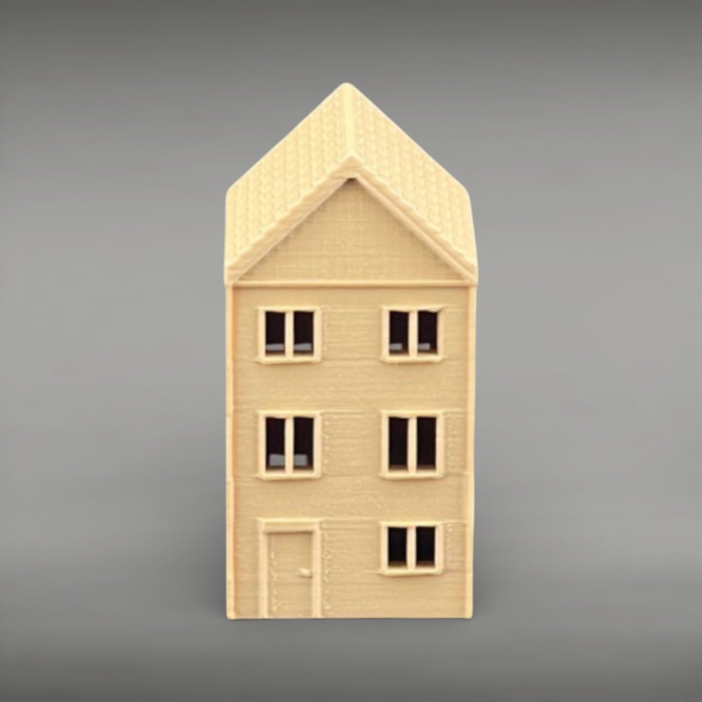 Suburban Row House #1 - Three Story - N Scale 1:160 - Brown