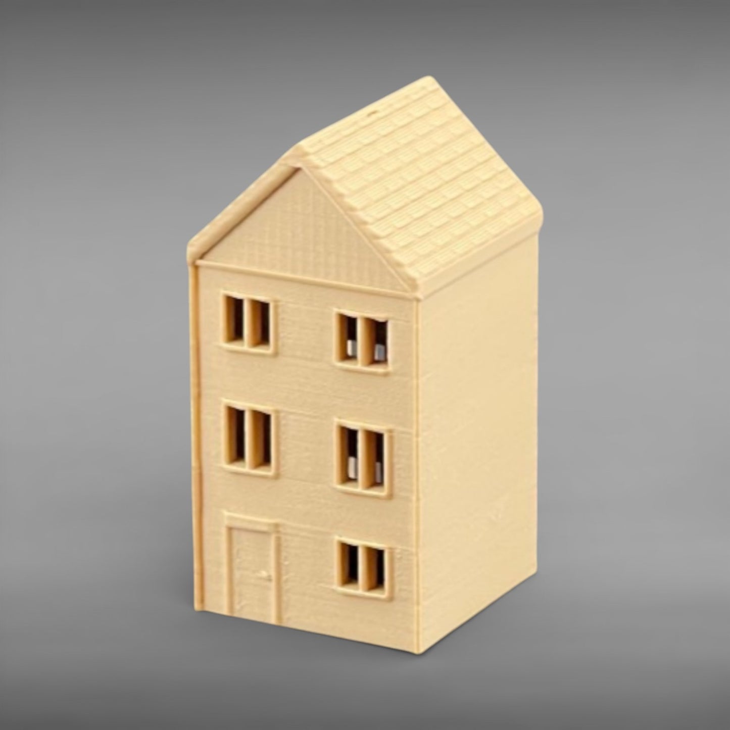 Suburban Row House #1 - Three Story - N Scale 1:160 - Brown