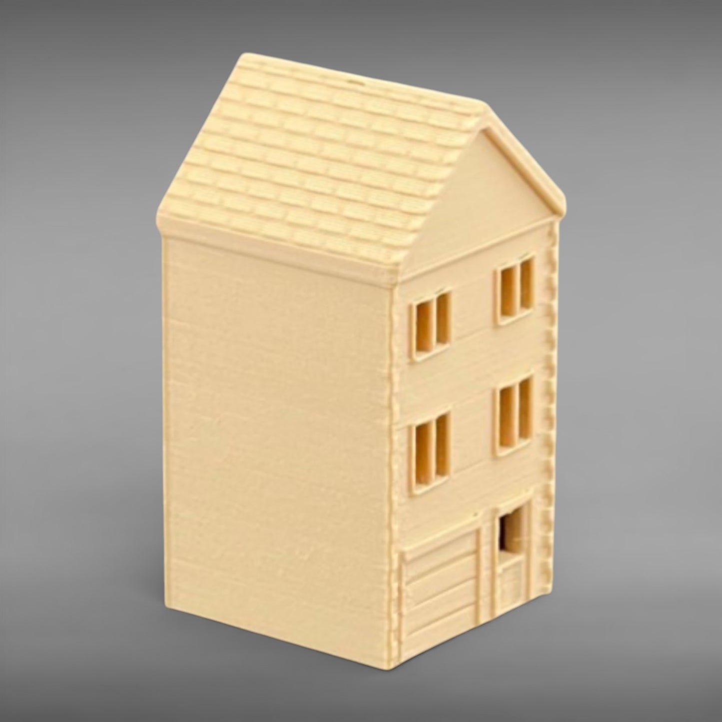 Suburban Row House #1 - Three Story - N Scale 1:160 - Brown