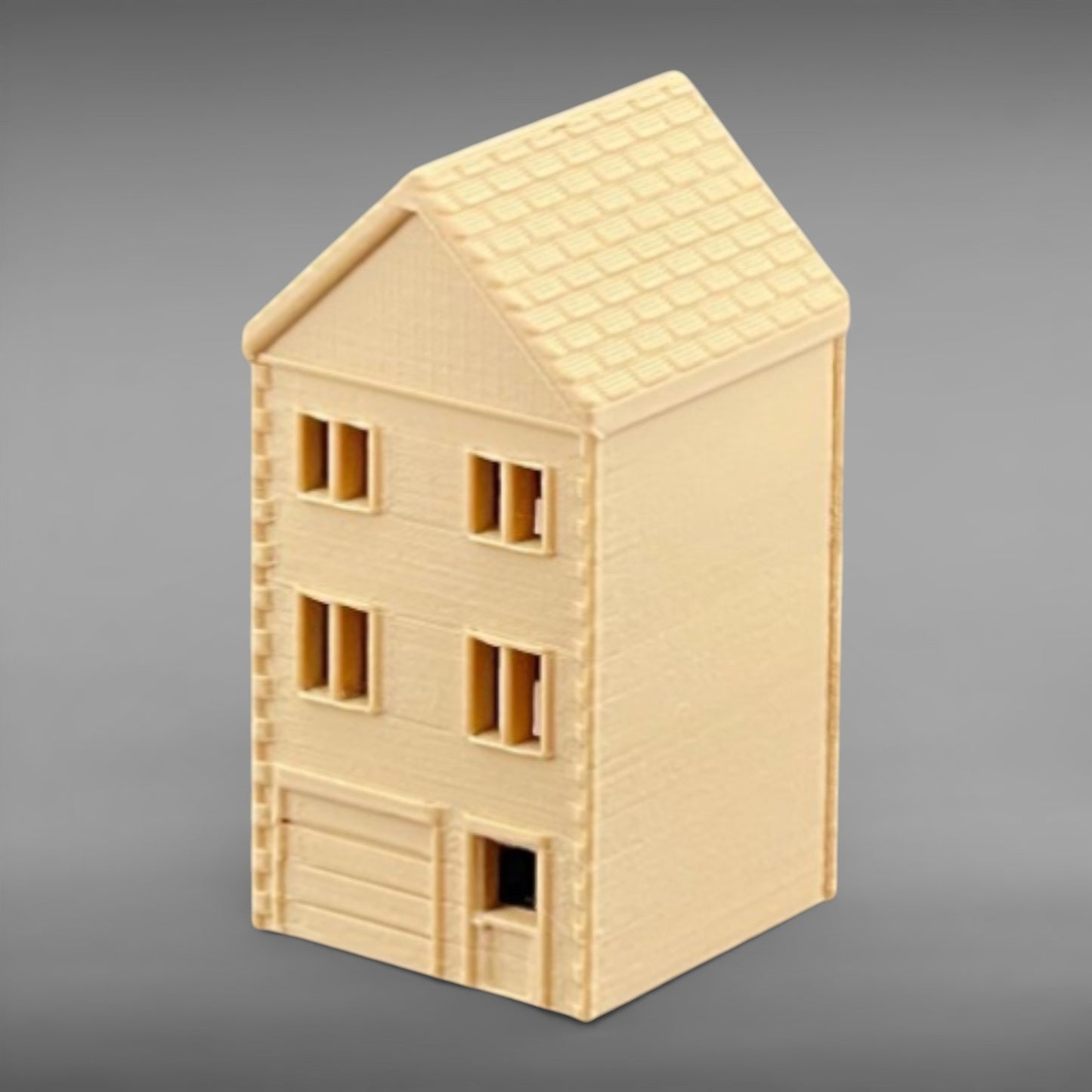 Suburban Row House #1 - Three Story - N Scale 1:160 - Brown
