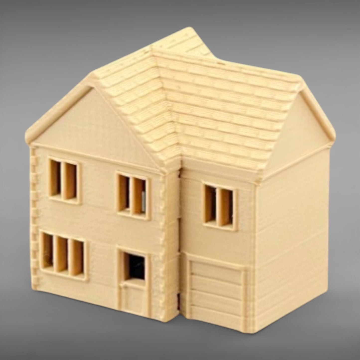 Suburban Row House #2 - Two Story with Garage - N Scale 1:160 - Brown