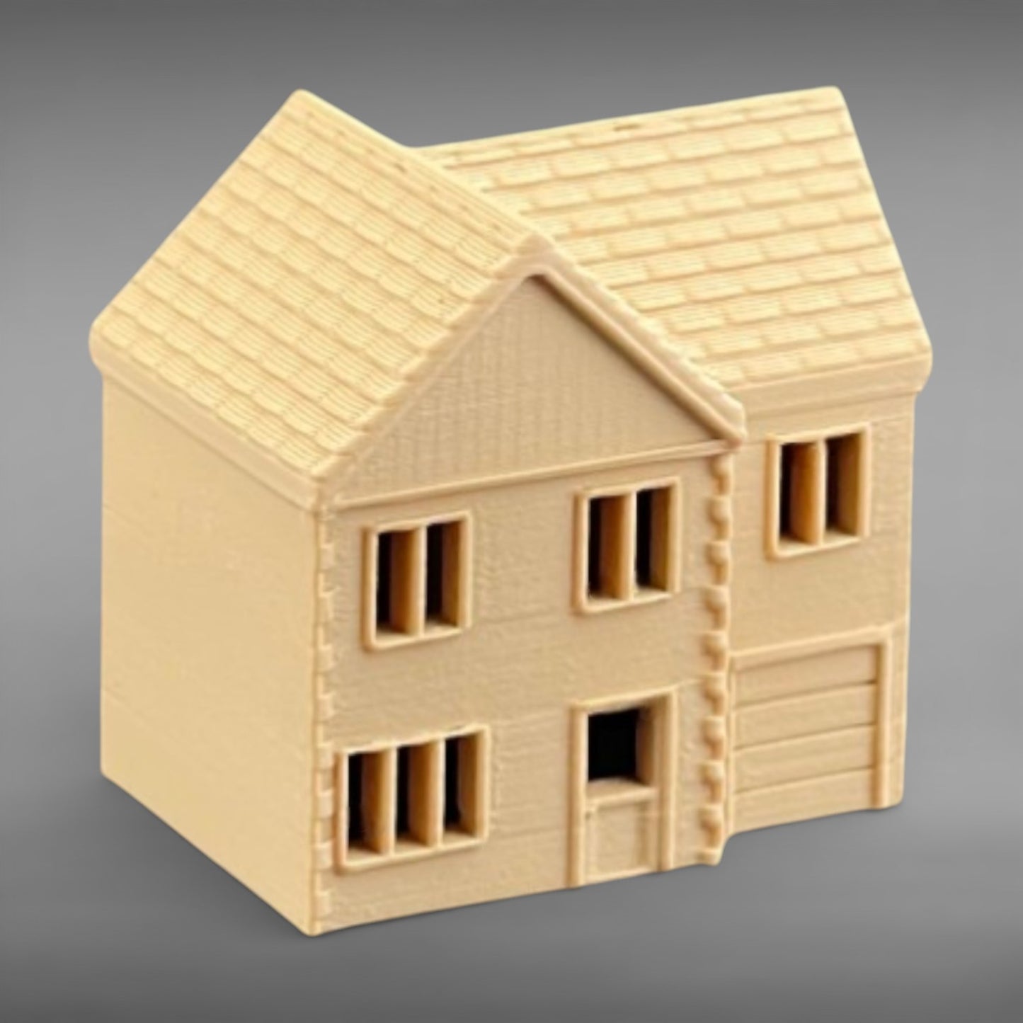 Suburban Row House #2 - Two Story with Garage - N Scale 1:160 - Brown