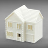 Suburban Row House #2 - Two Story with Garage - HO Scale 1:87 - White