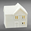 Suburban Row House #2 - Two Story with Garage - HO Scale 1:87 - White