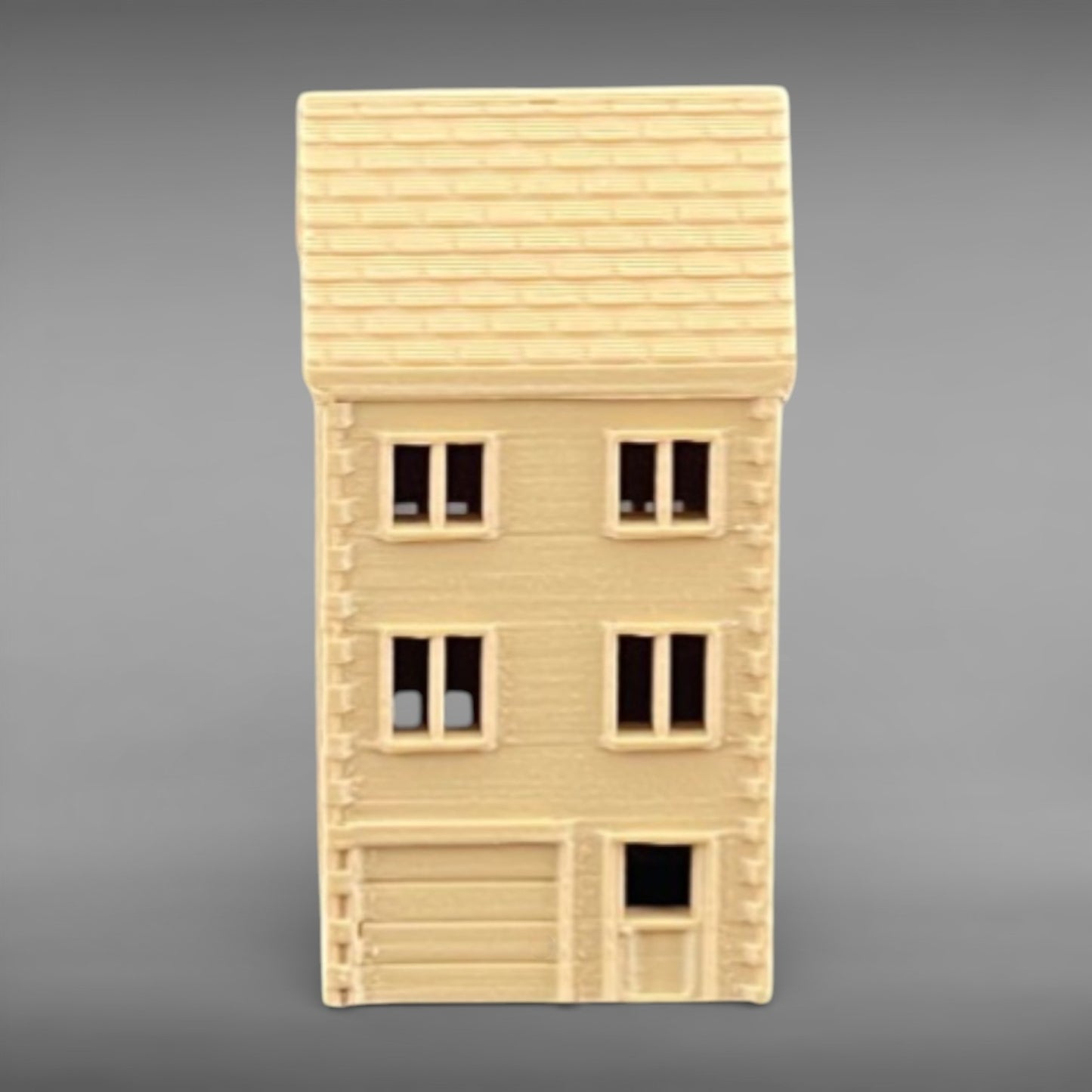 Suburban Row House #3 - Three Story - N Scale 1:160 - Brown
