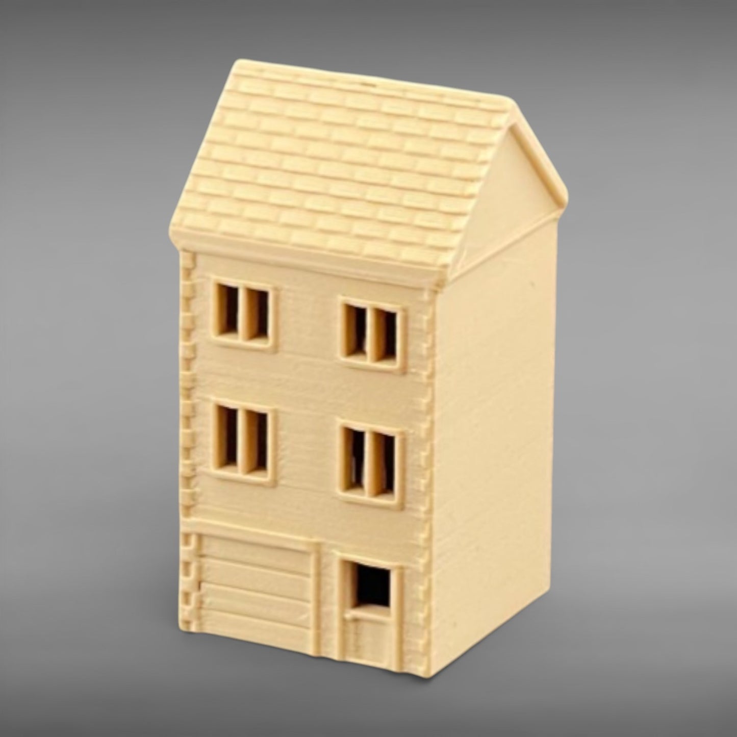 Suburban Row House #3 - Three Story - N Scale 1:160 - Brown