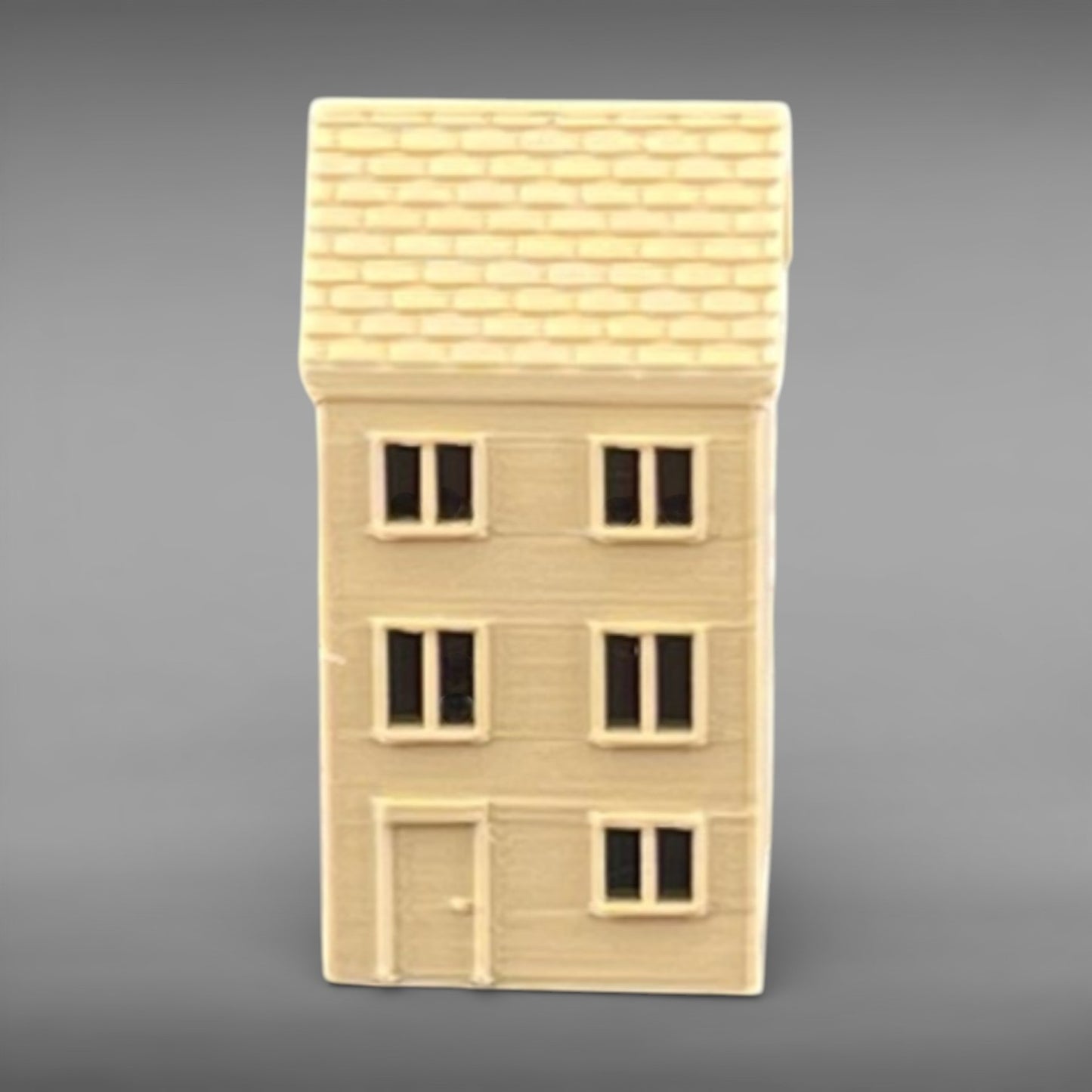 Suburban Row House #3 - Three Story - N Scale 1:160 - Brown