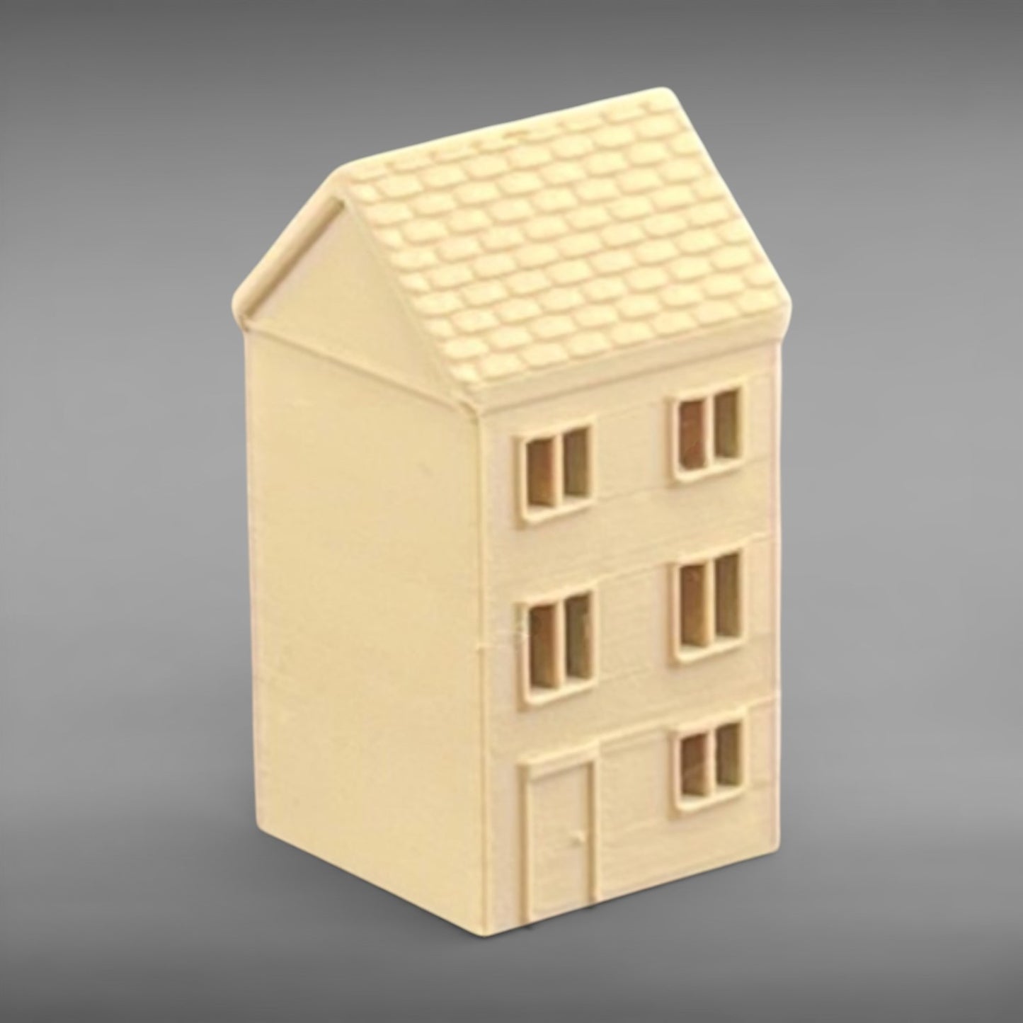 Suburban Row House #3 - Three Story - N Scale 1:160 - Brown