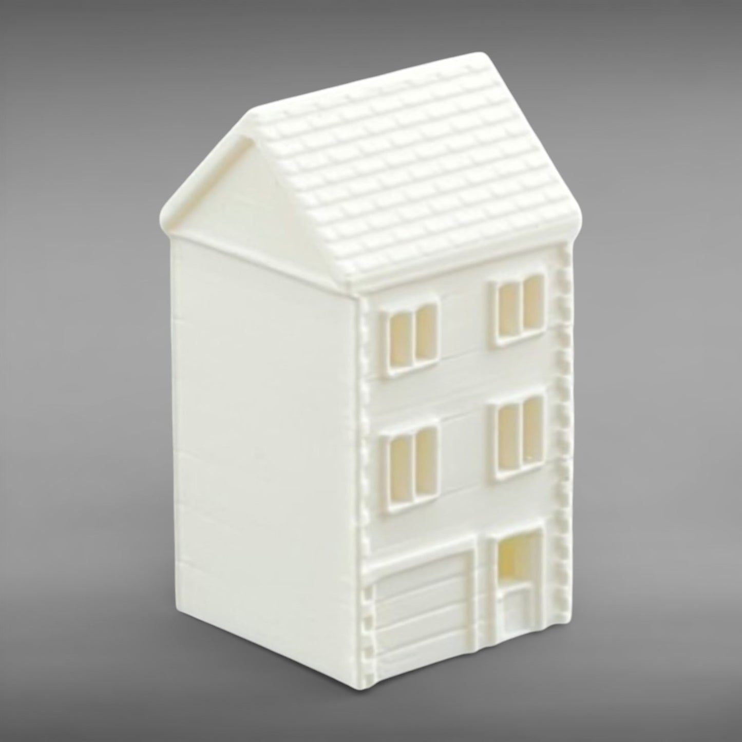 Suburban Row House #3 - Three Story - N Scale 1:160 - White