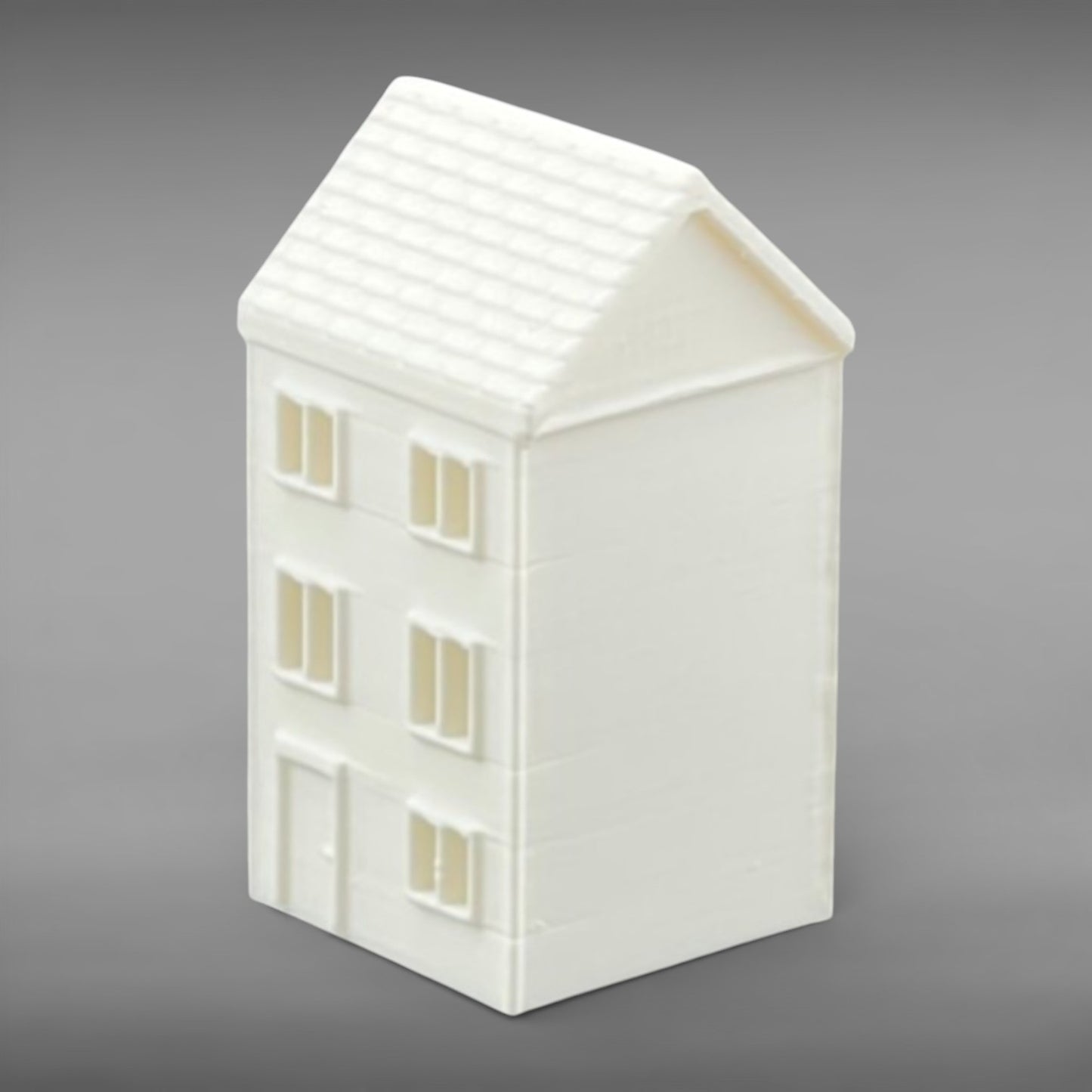 Suburban Row House #3 - Three Story - N Scale 1:160 - White