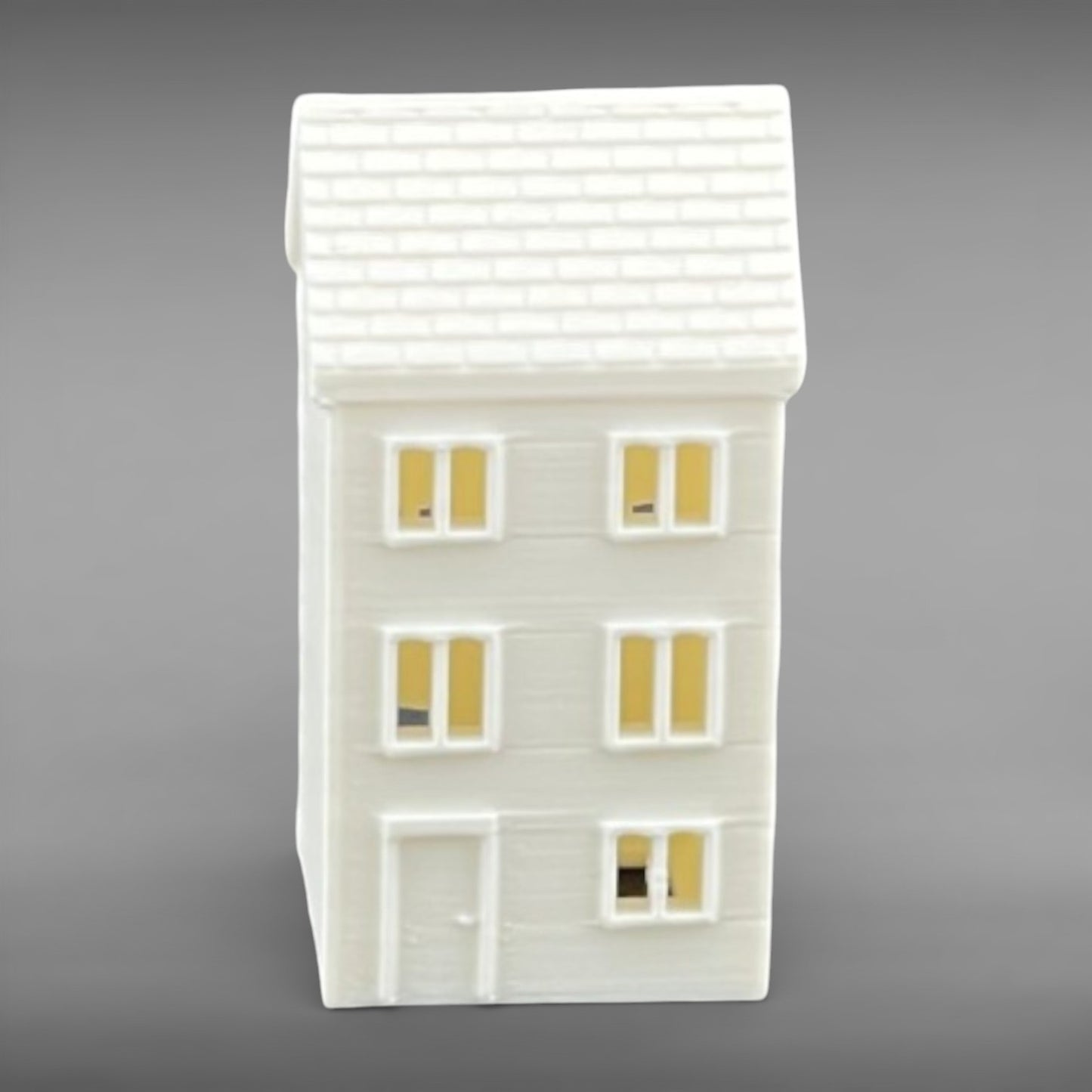 Suburban Row House #3 - Three Story - N Scale 1:160 - White