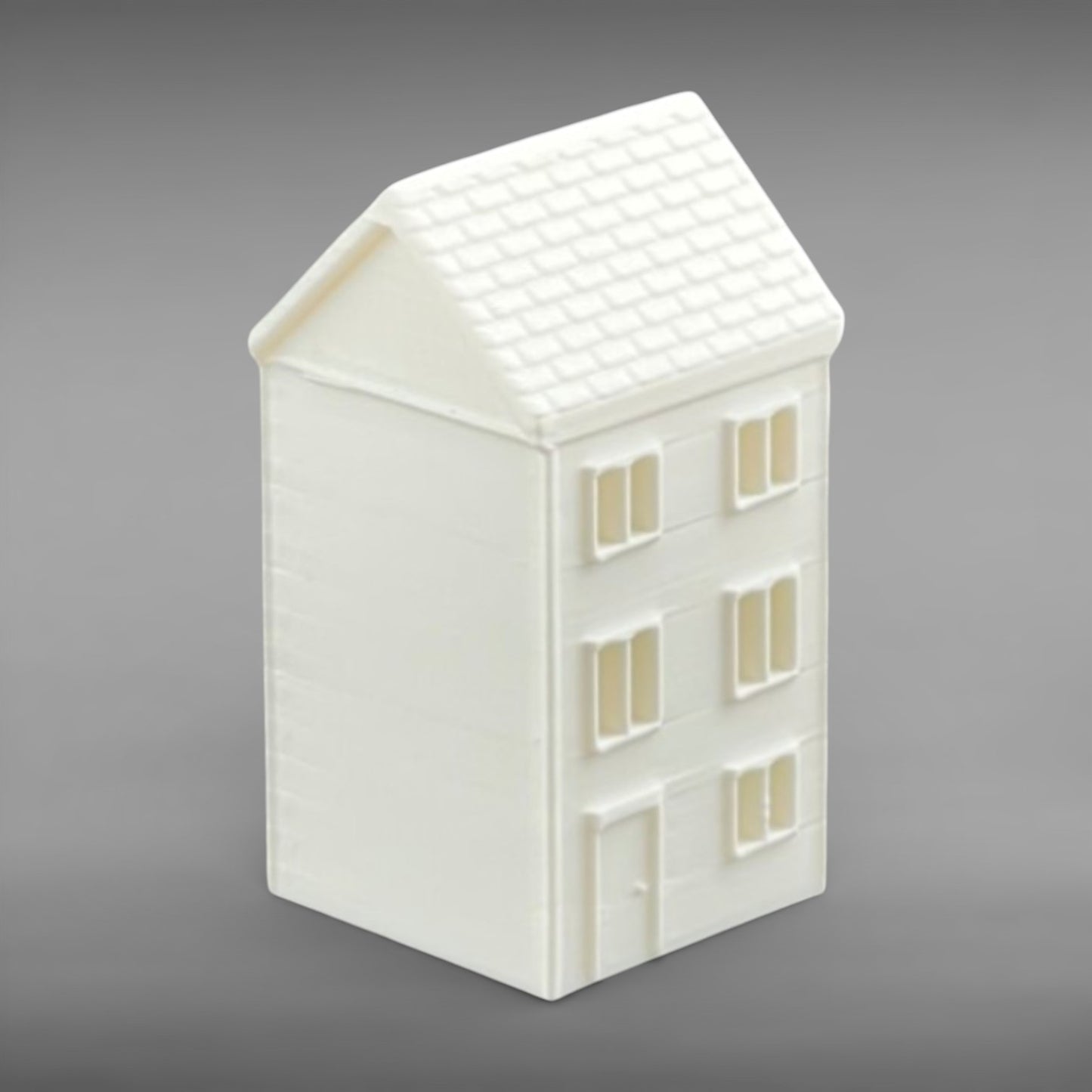 Suburban Row House #3 - Three Story - N Scale 1:160 - White