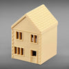 Suburban Row House #4 - Two Story - HO Scale 1:87 - Brown